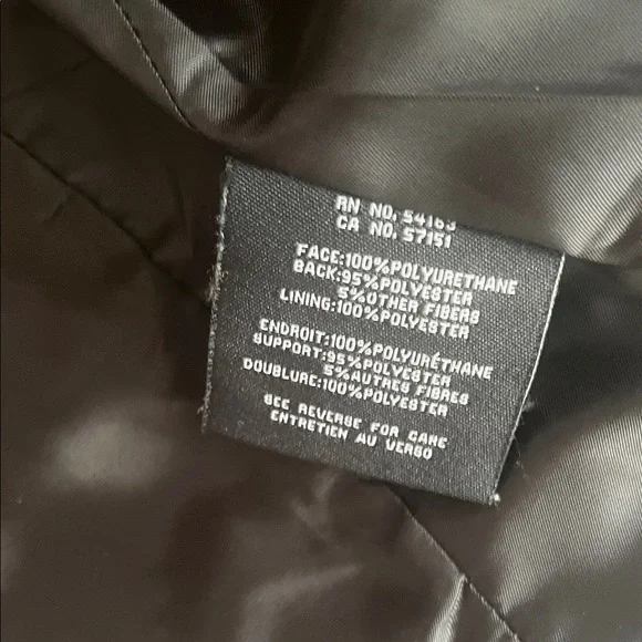 Cole Haan Black Leather Feel Biker Jacket with Gold Accents Zipper - Picture 7 of 13